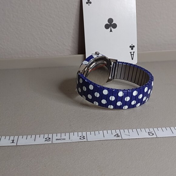 Untested Blue With White Polka Dots Stretch Watch With Blue Dial - Picture 4 of 7